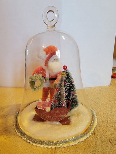 Xmas glass bell diorama - bell, -7"